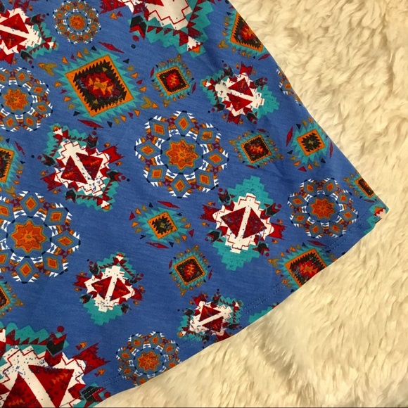 Lularoe Nicole Blue Geometric Aztec Print Dress - Picture 5 of 6